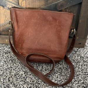 Roots Brown Leather Crossbody Bag